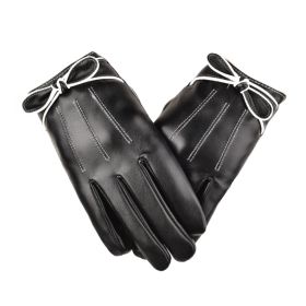 Women's Winter PU Leather Gloves, Warm Thermal Touchscreen Texting Typing