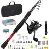 T1 Telescopic Fishing Rod and Reel Combo, Ready-to-go Fishing Gear Set with Fishing Line, Lure Kits & Accessories