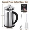 TBGENIUS Cafetiere 2-4 Cups, French Press 600ml Coffee Maker, 4 Level Filtration System, Metal Housing, Perfect for Coffee Lover Gifts Morning Coffee