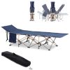 Outsunny Folding Camping Cot for Adults with Carry Bag, Side Pocket, Outdoor Portable Sleeping Bed for Travel, Camp, Vacation, 330 lbs. Capacity, Blue