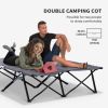 Outsunny 2 Person Folding Camping Cot for Adults, 50" Extra Wide Outdoor Portable Sleeping Cot with Carry Bag, Elevated Camping Bed, Beach Hiking, Gre