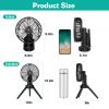 Foldable Camping Fan with Emergency Power Bank 270¬∞ Oscillating Rechargeable Tripod Fan for Hiking Fishing Personal Desk Fan with 4 Speeds 3 Brightne