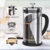 TBGENIUS Cafetiere 2-4 Cups, French Press 600ml Coffee Maker, 4 Level Filtration System, Metal Housing, Perfect for Coffee Lover Gifts Morning Coffee