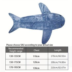 Shark Onesie Blanket For Adults, Shark Blanket Hoodie, Shark Blanket Super Soft Cozy Flannel, Boys Girls Cosplay Costume Sleeping Bag For Night (size: 210)