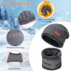 Winter Knitted Hat Scarf Gloves 3Pcs Winter Warm Beanie and Touch Screen Gloves Scarf Set Knit Beanie Skull Cap Neck Warmer Mittens for Men Women